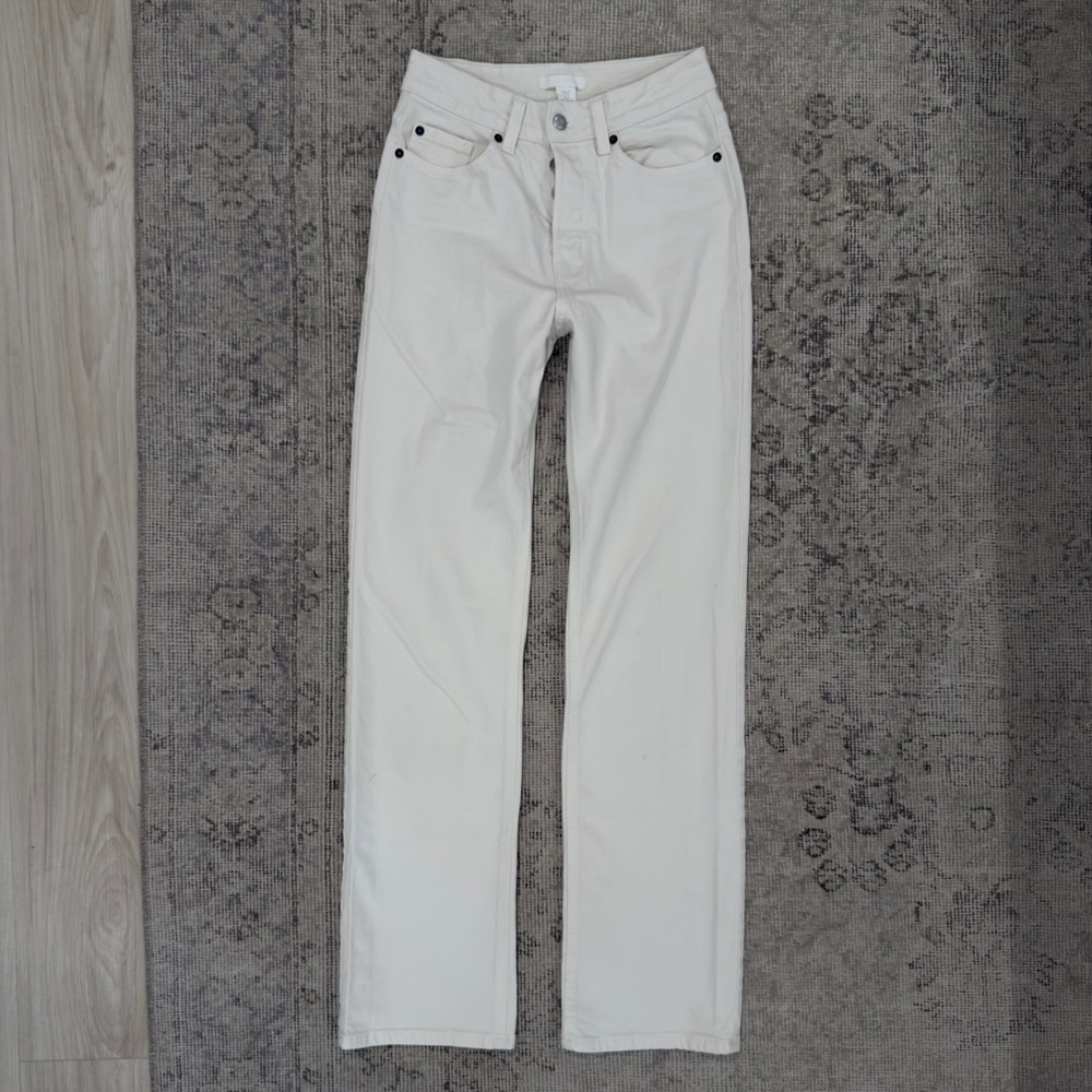 H&M Women's Cream Straight Leg Jeans